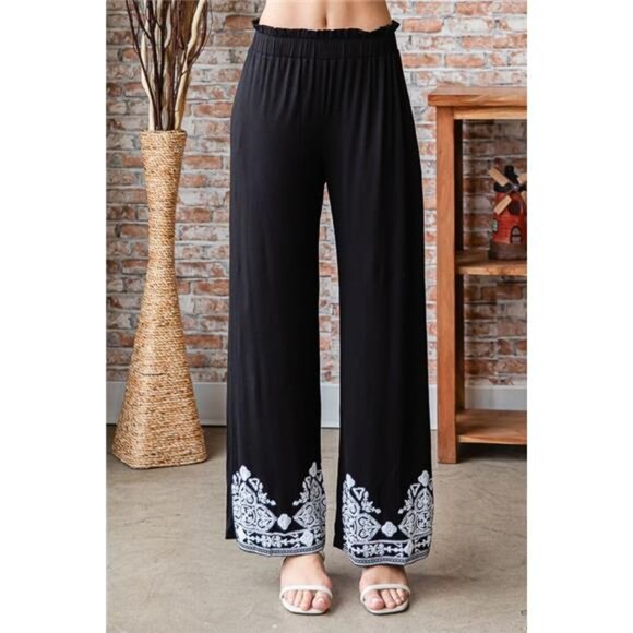 nwt Heimish Full Size Solid Damask Casual Pants Plus Size - Picture 4 of 14